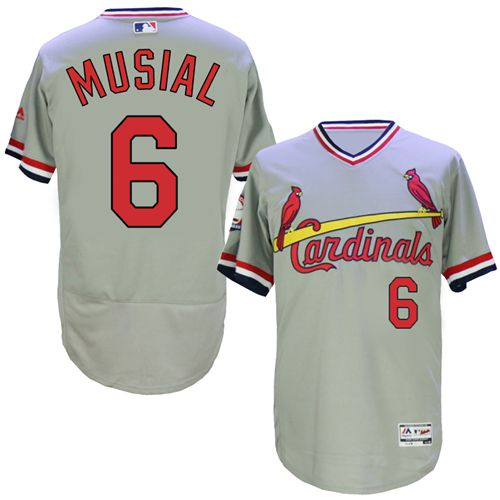 St.Louis Cardinals #6 Stan Musial Grey Flexbase Authentic Collection Cooperstown Stitched Jersey Men's cheap jerseys for sale - CheapJerseys.Shop