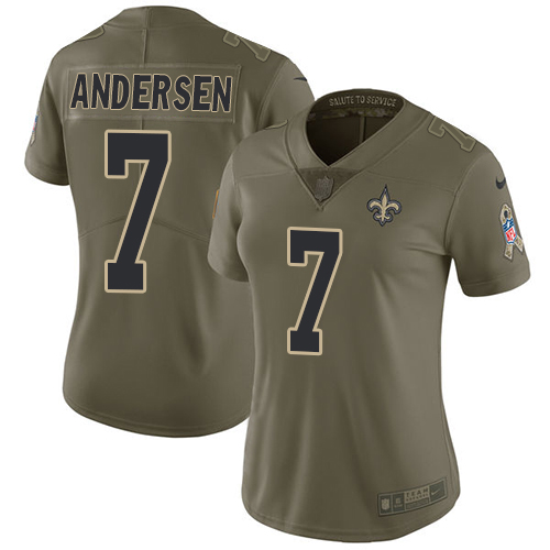 New Orleans Saints #7 Morten Andersen Olive Women's Stitched Limited 2017 Salute to Service Jersey Womens cheap jerseys for sale - CheapJerseys.Shop