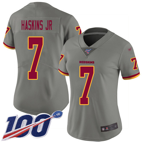 Washington Commanders #7 Dwayne Haskins Jr Gray Women's Stitched Limited Inverted Legend 100th Season Jersey Womens cheap jerseys for sale - CheapJerseys.Shop