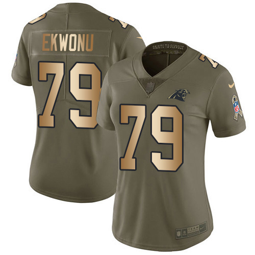 Panthers #79 Ikem Ekwonu Olive/Gold Women's Stitched Limited 2017 Salute To Service Jersey cheap jerseys for sale - CheapJerseys.Shop