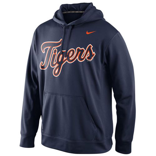 Detroit Tigers Men's KO Wordmark Perfomance Navy Hoodie cheap jerseys for sale - CheapJerseys.Shop