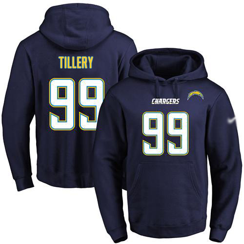 Chargers #99 Jerry Tillery Navy Blue Name & Number Pullover Hoodie cheap jerseys for sale - CheapJerseys.Shop
