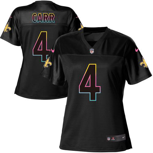 Saints #4 Derek Carr Black Women's Fashion Game Jersey cheap jerseys for sale - CheapJerseys.Shop