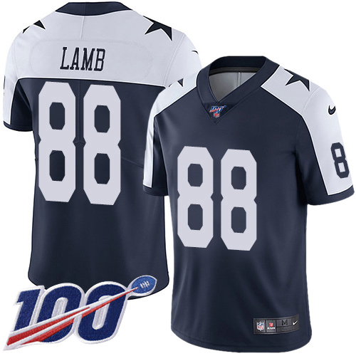 Cowboys #88 CeeDee Lamb Navy Blue Thanksgiving Men's Stitched 100th Season Vapor Throwback Limited Jersey cheap jerseys for sale - CheapJerseys.Shop