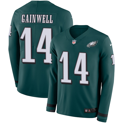 Eagles #14 Kenneth Gainwell Green Team Color Men's Stitched Limited Therma Long Sleeve Jersey cheap jerseys for sale - CheapJerseys.Shop