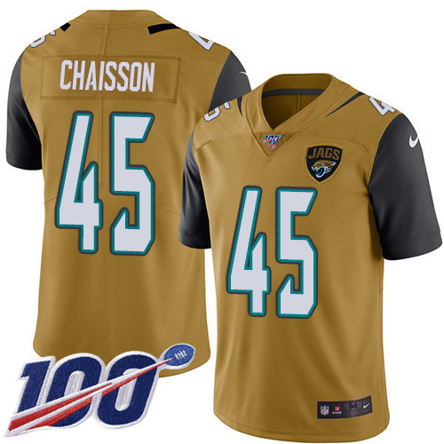 Jacksonville Jaguars #45 K'Lavon Chaisson Gold Youth Stitched Limited Rush 100th Season Jersey Youth cheap jerseys for sale - CheapJerseys.Shop