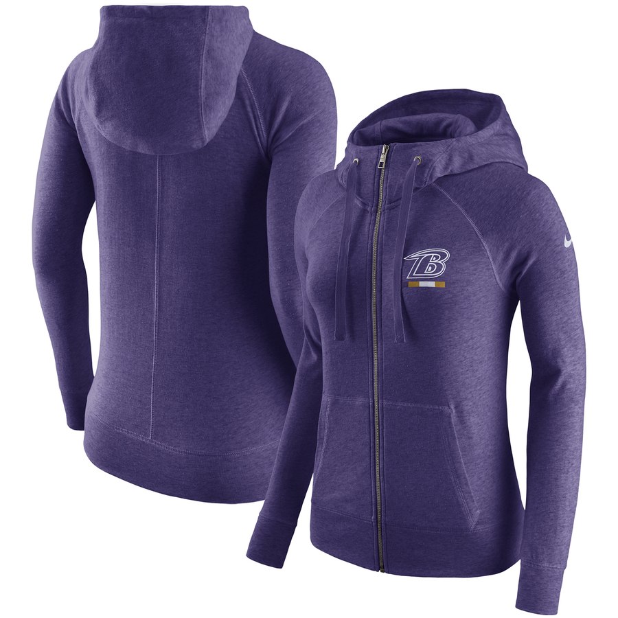 Baltimore Ravens Women's Gym Vintage Full-Zip Hoodie Purple cheap jerseys for sale - CheapJerseys.Shop
