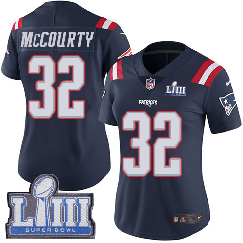 Patriots #32 Devin McCourty Navy Blue Super Bowl LIII Bound Women's Stitched Limited Rush Jersey cheap jerseys for sale - CheapJerseys.Shop