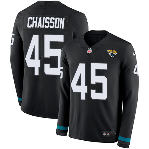 Jacksonville Jaguars #45 K'Lavon Chaisson Black Team Color Men's Stitched Limited Therma Long Sleeve Jersey Men's cheap jerseys for sale - CheapJerseys.Shop