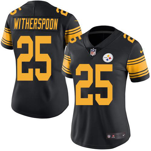 Steelers #25 Ahkello Witherspoon Black Women's Stitched Limited Rush Jersey cheap jerseys for sale - CheapJerseys.Shop