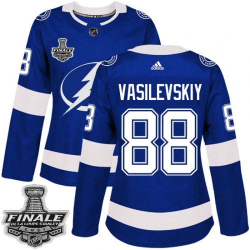 Tampa Bay Lightning #88 Andrei Vasilevskiy Blue Home Authentic Women's 2021 Stanley Cup Final Patch Jersey Womens cheap jerseys for sale - CheapJerseys.Shop