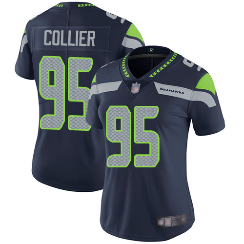 Seattle Seahawks #95 L.J. Collier Steel Blue Team Color Women's Stitched Vapor Untouchable Limited Jersey Womens cheap jerseys for sale - CheapJerseys.Shop