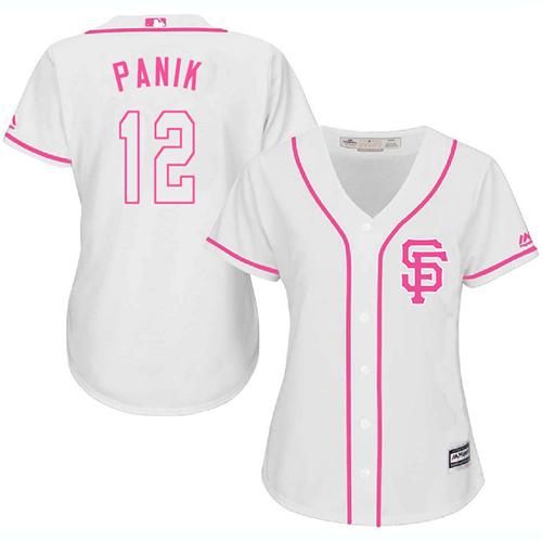 San Francisco Giants #12 Joe Panik White/Pink Fashion Women's Stitched Jersey Womens cheap jerseys for sale - CheapJerseys.Shop