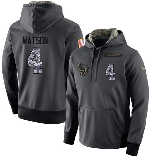 Men's Houston Texans #4 Deshaun Watson Stitched Black Anthracite Salute To Service Player Performance Hoodie cheap jerseys for sale - CheapJerseys.Shop