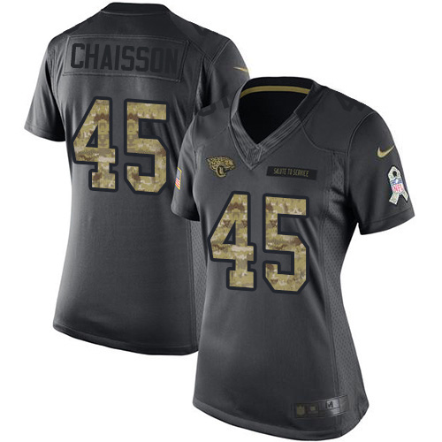 Jacksonville Jaguars #45 K'Lavon Chaisson Black Women's Stitched Limited 2016 Salute to Service Jersey Womens cheap jerseys for sale - CheapJerseys.Shop