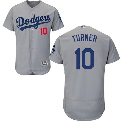 Los Angeles Dodgers #10 Justin Turner Grey Flexbase Authentic Collection Stitched Jersey Men's cheap jerseys for sale - CheapJerseys.Shop