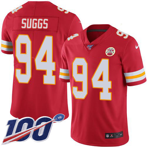 Kansas City Chiefs #94 Terrell Suggs Red Team Color Men's Stitched 100th Season Vapor Untouchable Limited Jersey Men's cheap jerseys for sale - CheapJerseys.Shop