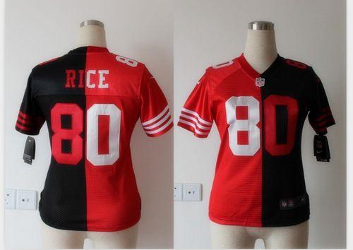 49ers #80 Jerry Rice Black/Red Women's Stitched Elite Split Jersey cheap jerseys for sale - CheapJerseys.Shop
