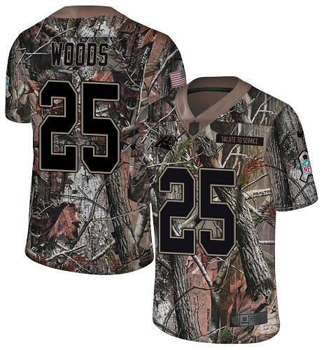 Panthers #25 Xavier Woods Camo Men's Stitched Limited Rush Realtree Jersey cheap jerseys for sale - CheapJerseys.Shop