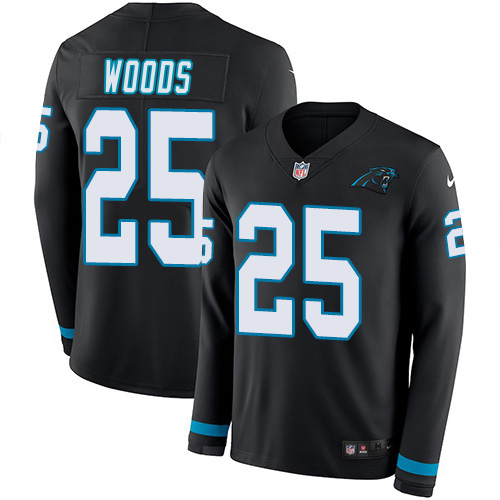 Panthers #25 Xavier Woods Black Team Color Men's Stitched Limited Therma Long Sleeve Jersey cheap jerseys for sale - CheapJerseys.Shop