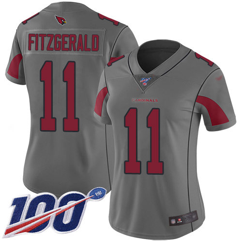 Cardinals #11 Larry Fitzgerald Silver Women's Stitched Limited Inverted Legend 100th Season Jersey cheap jerseys for sale - CheapJerseys.Shop