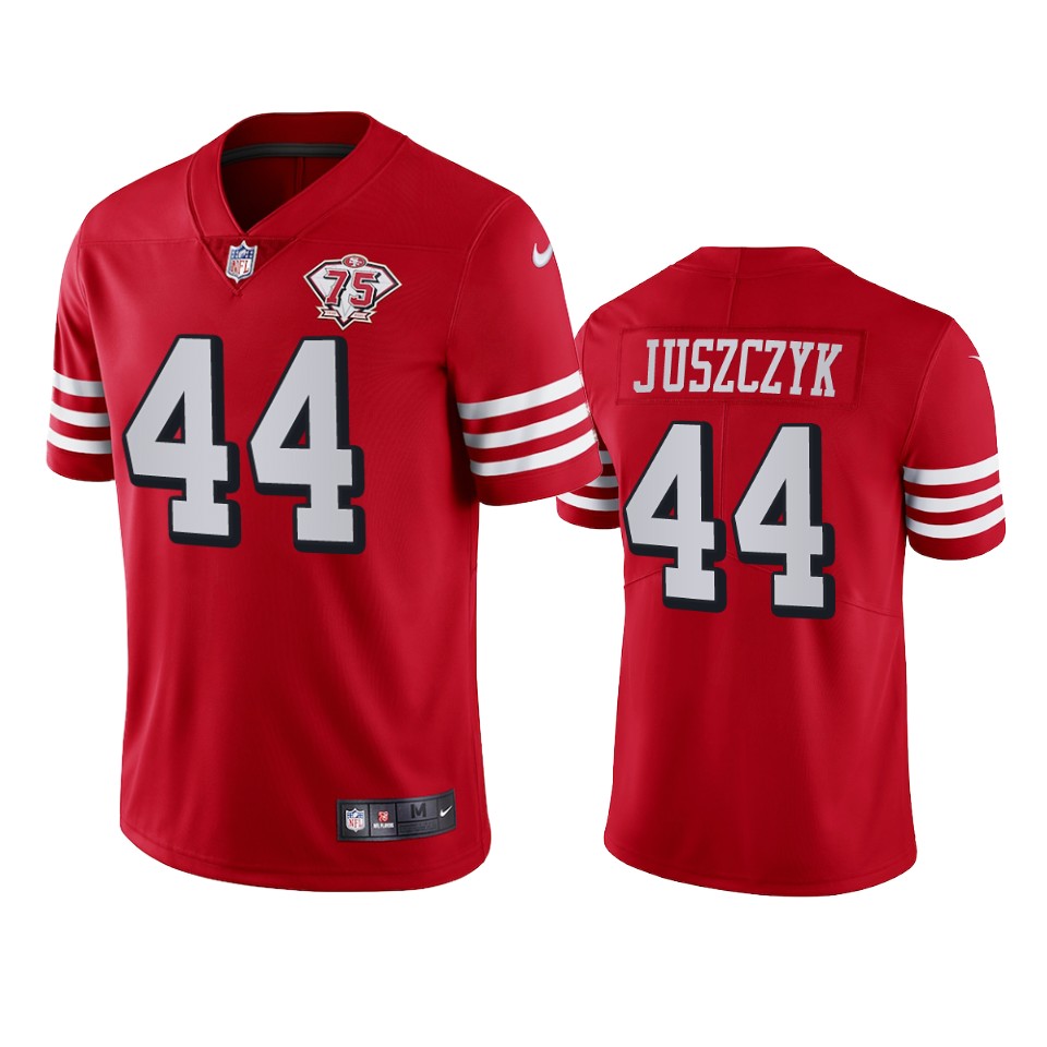 49ers #44 Kyle Juszczyk Red Rush Men's 75th Anniversary Stitched Vapor Untouchable Limited Jersey cheap jerseys for sale - CheapJerseys.Shop