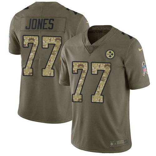 Steelers #77 Broderick Jones Olive/Camo Men's Stitched Limited 2017 Salute To Service Jersey cheap jerseys for sale - CheapJerseys.Shop