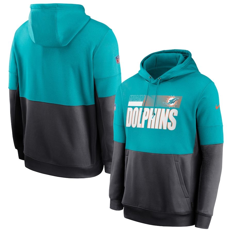 Miami Dolphins Sideline Impact Lockup Performance Pullover Hoodie Aqua Charcoal cheap jerseys for sale - CheapJerseys.Shop