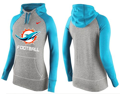 Women's Miami Dolphins Performance Hoodie Grey & Blue_1 cheap jerseys for sale - CheapJerseys.Shop