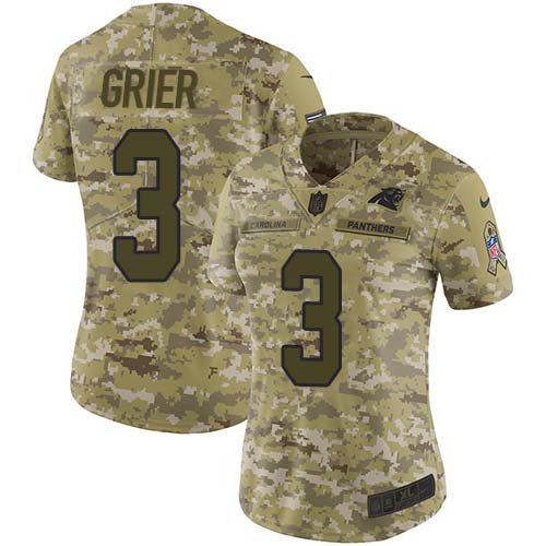 Carolina Panthers #3 Will Grier Camo Women's Stitched Limited 2018 Salute To Service Jersey Womens cheap jerseys for sale - CheapJerseys.Shop