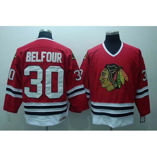 Chicago Blackhawks #30 ED Belfour Stitched Red CCM Throwback Jersey Men's cheap jerseys for sale - CheapJerseys.Shop