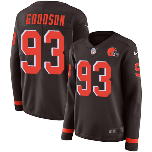 Cleveland Browns #93 B.J. Goodson Brown Team Color Women's Stitched Limited Therma Long Sleeve Jersey Womens cheap jerseys for sale - CheapJerseys.Shop