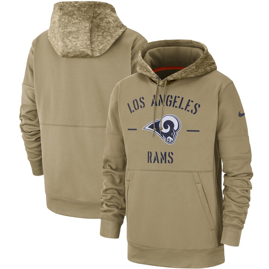 Men's Los Angeles Rams Tan 2019 Salute To Service Sideline Therma Pullover Hoodie cheap jerseys for sale - CheapJerseys.Shop