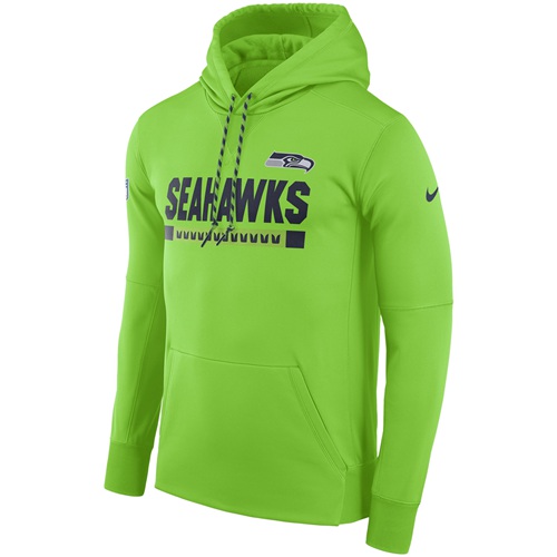 Men's Seattle Seahawks Neon Green Sideline ThermaFit Performance PO Hoodie cheap jerseys for sale - CheapJerseys.Shop