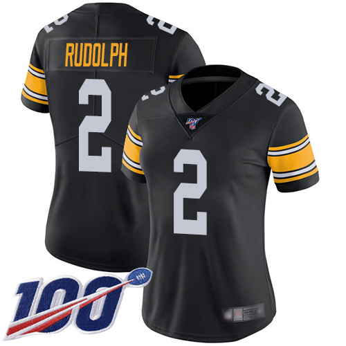 Pittsburgh Steelers #2 Mason Rudolph Black Alternate Women's Stitched 100th Season Vapor Limited Jersey Womens cheap jerseys for sale - CheapJerseys.Shop
