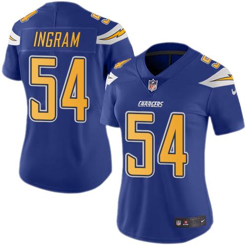Los Angeles Chargers #54 Melvin Ingram Electric Blue Women's Stitched Limited Rush Jersey Womens cheap jerseys for sale - CheapJerseys.Shop