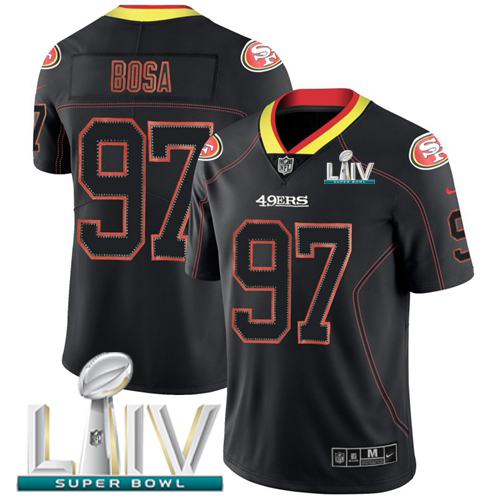49ers #97 Nick Bosa Lights Out Black Super Bowl LIV 2020 Men's Stitched Limited Rush Jersey cheap jerseys for sale - CheapJerseys.Shop