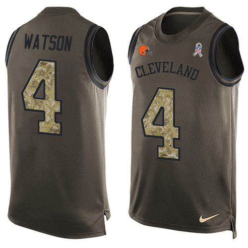 Browns #4 Deshaun Watson Green Men's Stitched Limited Salute To Service Tank Top Jersey cheap jerseys for sale - CheapJerseys.Shop