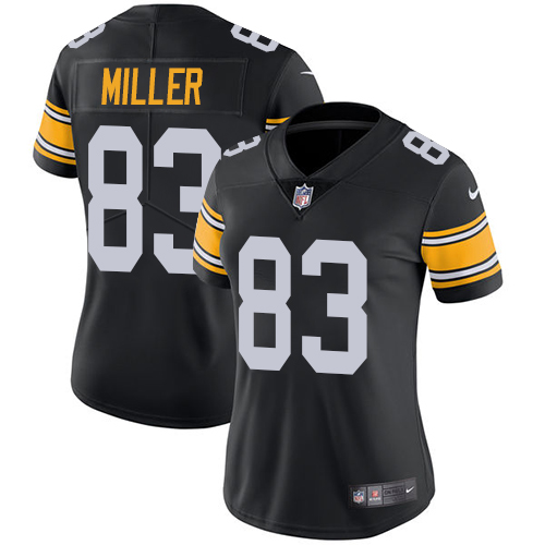 Pittsburgh Steelers #83 Heath Miller Black Alternate Women's Stitched Vapor Untouchable Limited Jersey Womens cheap jerseys for sale - CheapJerseys.Shop