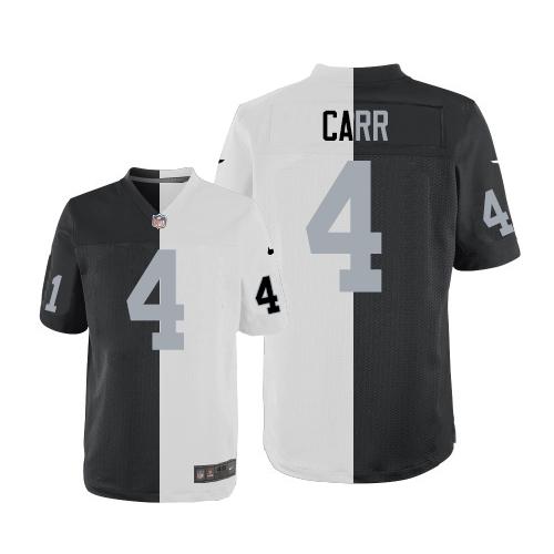Raiders #4 Derek Carr White/Black Men's Stitched Elite Split Jersey cheap jerseys for sale - CheapJerseys.Shop