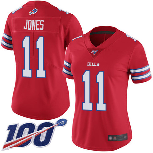 Buffalo Bills #11 Zay Jones Red Women's Stitched Limited Rush 100th Season Jersey Womens cheap jerseys for sale - CheapJerseys.Shop