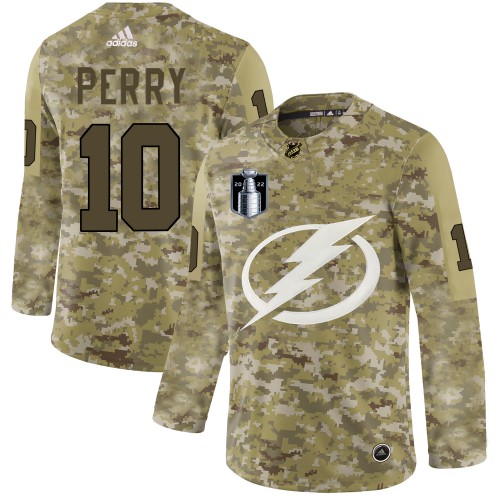 Tampa Bay Lightning #10 Corey Perry Camo 2022 Stanley Cup Final Patch Authentic Stitched Jersey Men's cheap jerseys for sale - CheapJerseys.Shop
