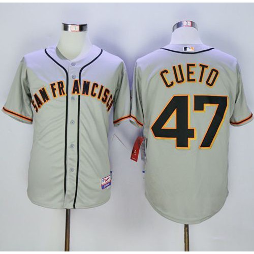 San Francisco Giants #47 Johnny Cueto Grey Cool Base Road Stitched Jersey Men's cheap jerseys for sale - CheapJerseys.Shop