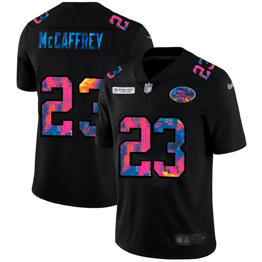 San Francisco 49ers #23 Christian McCaffrey Men's Multi-Color Black 2020 Crucial Catch Vapor Untouchable Limited Jersey cheap jerseys for sale - CheapJerseys.Shop