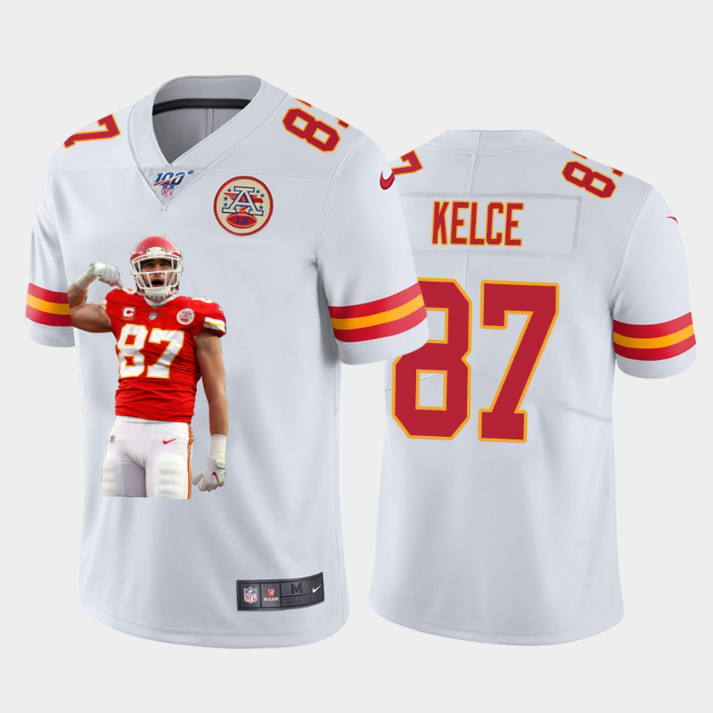 Kansas City Chiefs #87 Travis Kelce Team Hero 3 Vapor Limited 100 Jersey White Golden cheap jerseys for sale - CheapJerseys.Shop