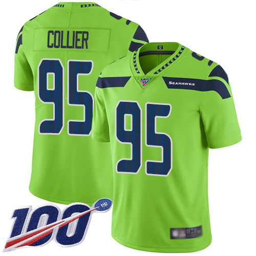 Seattle Seahawks #95 L.J. Collier Green Men's Stitched Limited Rush 100th Season Jersey Men's cheap jerseys for sale - CheapJerseys.Shop
