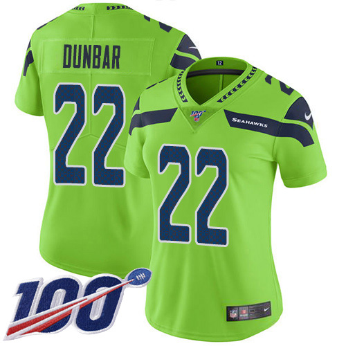 Seattle Seahawks #22 Quinton Dunbar Green Women's Stitched Limited Rush 100th Season Jersey Womens cheap jerseys for sale - CheapJerseys.Shop