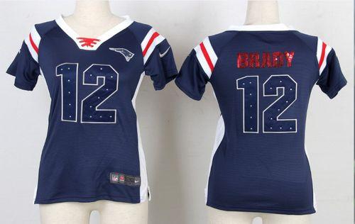 Patriots #12 Tom Brady Navy Blue Women's Stitched Elite Draft Him Shimmer Jersey cheap jerseys for sale - CheapJerseys.Shop