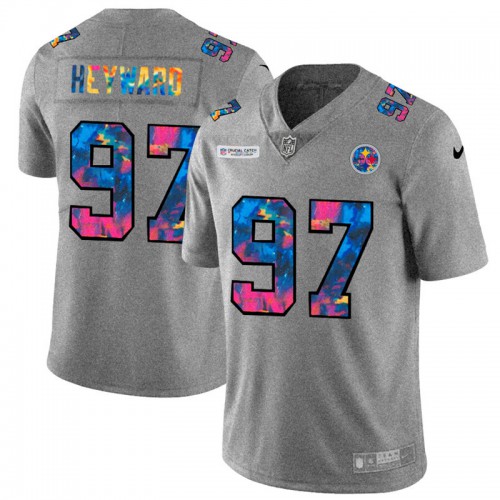 Pittsburgh Pittsburgh Steelers #97 Cameron Heyward Men's Multi-Color 2020 Crucial Catch Jersey Greyheather Men's cheap jerseys for sale - CheapJerseys.Shop