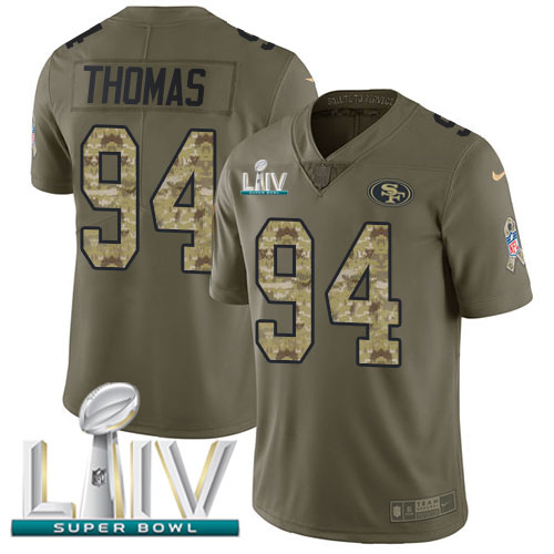 San Francisco 49ers #94 Solomon Thomas Olive/Camo Super Bowl LIV 2020 Men's Stitched Limited 2017 Salute To Service Jersey Men's cheap jerseys for sale - CheapJerseys.Shop